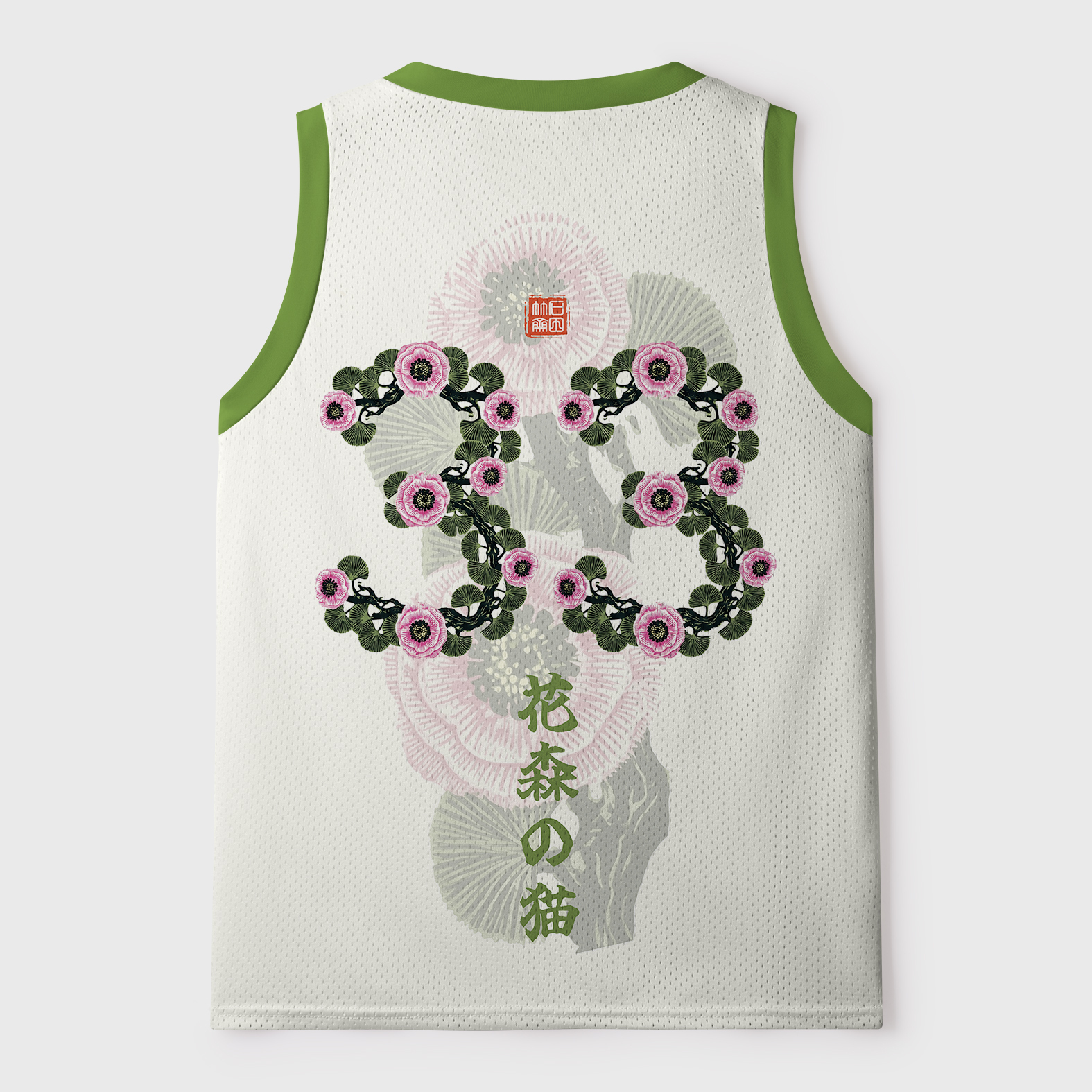 Tokyo-Tiger Cat Among Flowers Mesh Tank Top
