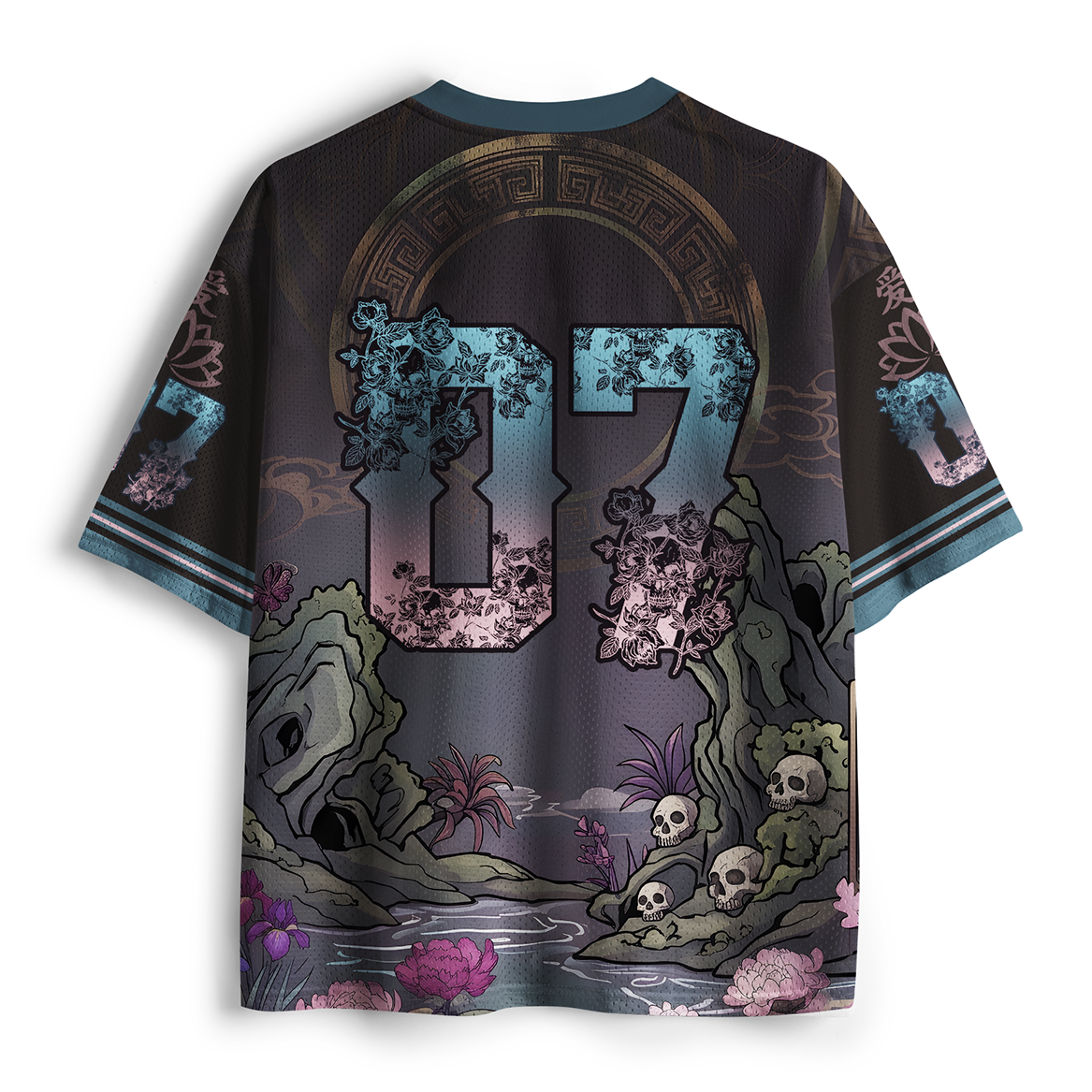 Tokyo-Tiger Impermanence Beauty Dark Ukiyoe Skeleton Mesh Jersey