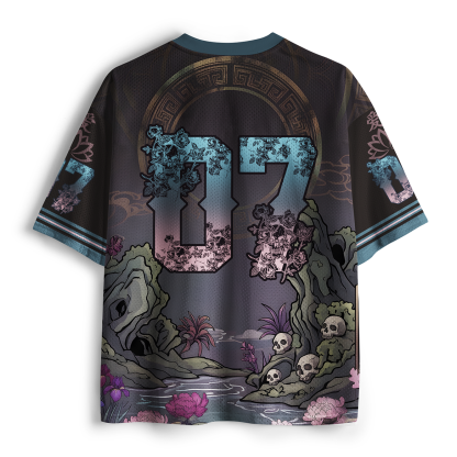 Tokyo-Tiger Impermanence Beauty Dark Ukiyoe Skeleton Mesh Jersey