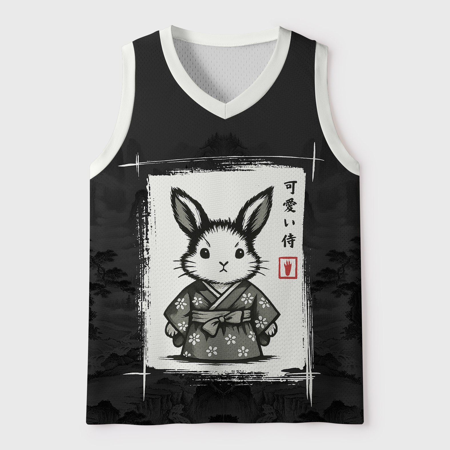 Tokyo-Tiger Ink Painting Samurai Rabbit Mesh Tank Top