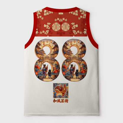 Tokyo-Tiger Samurai Cats And Koi Lights Mesh Tank Top