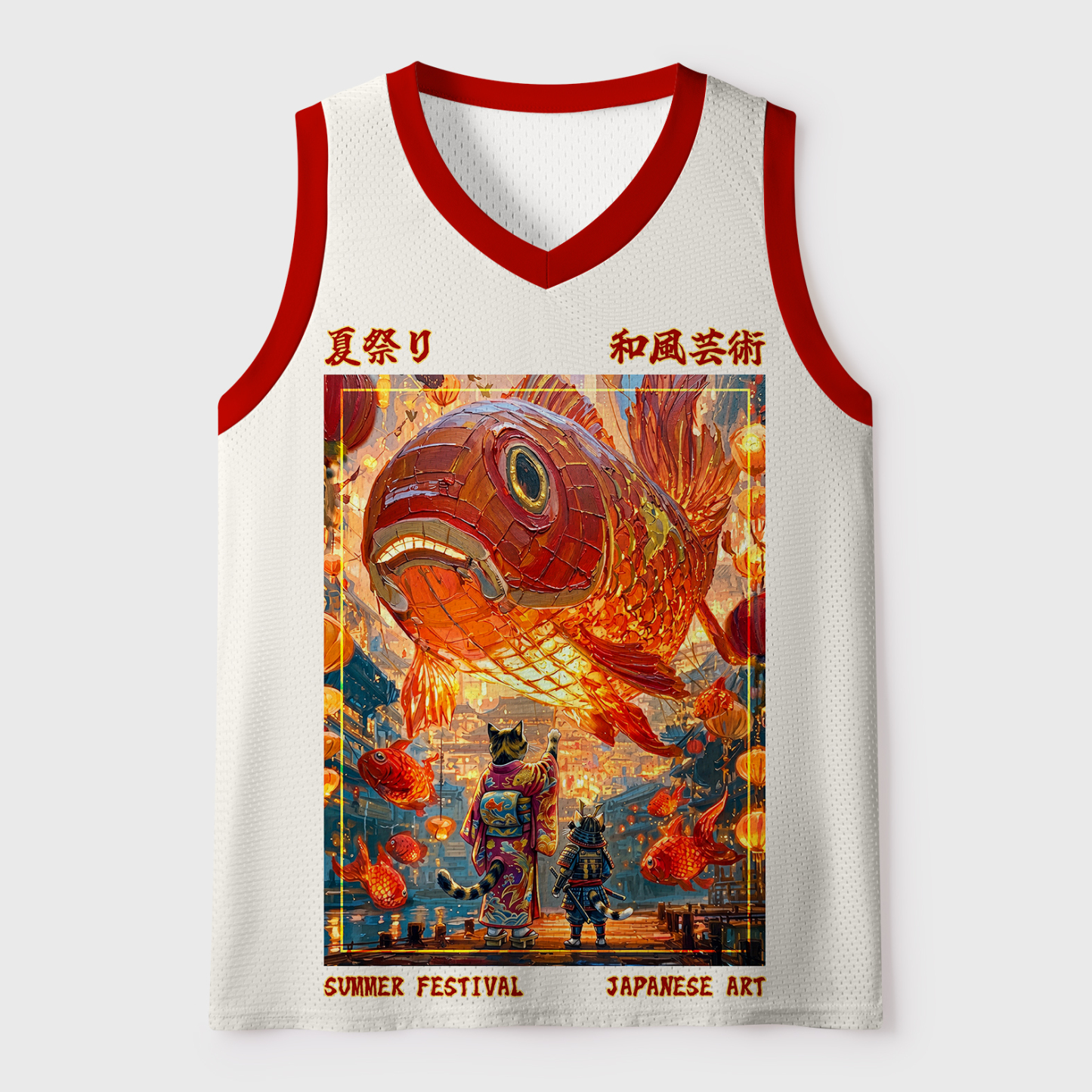 Tokyo-Tiger Samurai Cats And Koi Lights Mesh Tank Top Sale