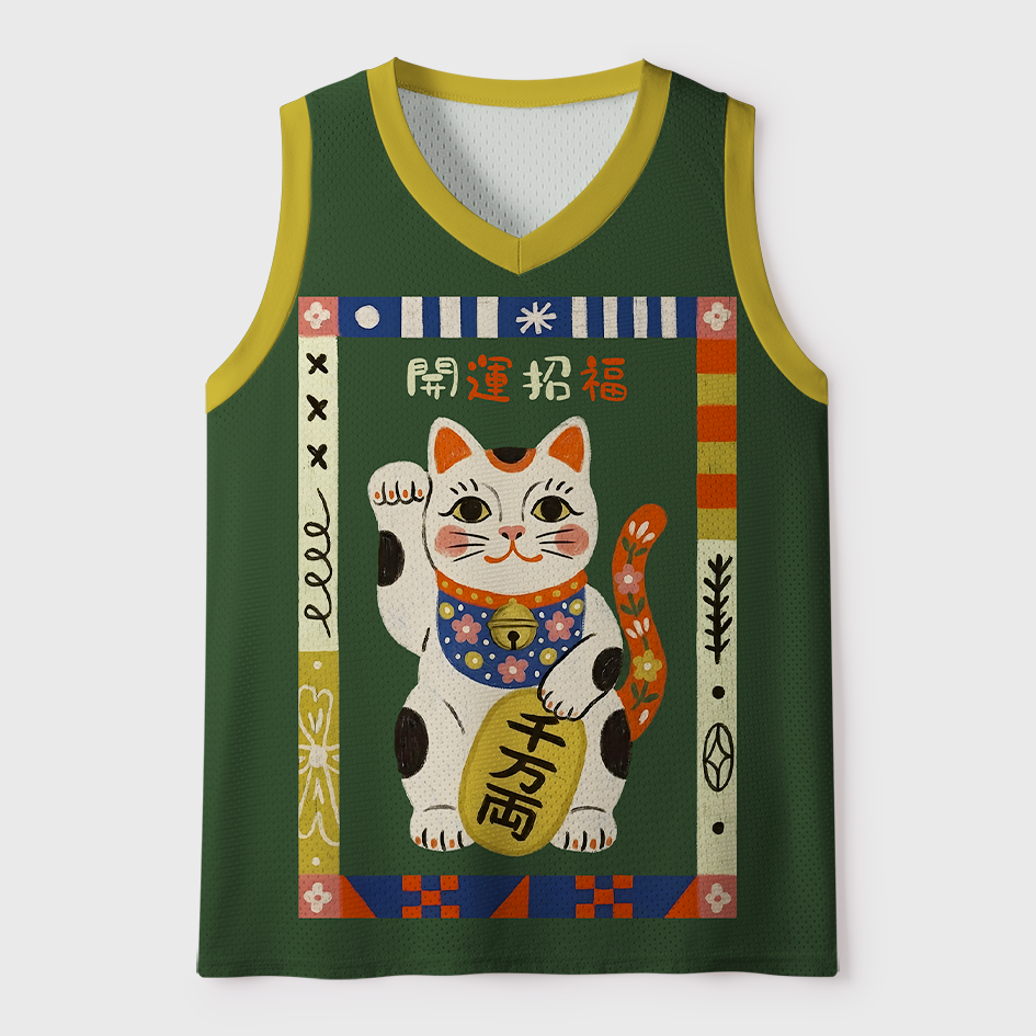 Tokyo-Tiger Maneki-neko Lucky Fortune Mesh Tank Top