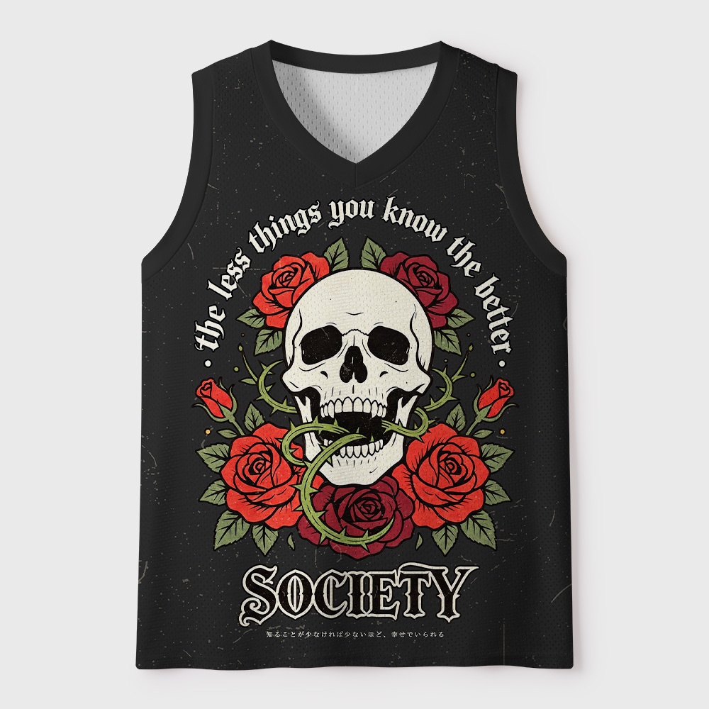 Tokyo-Tiger Society Rose Thorns Skull Mesh Tank Top