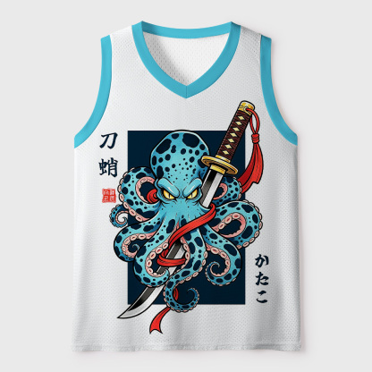 Tokyo-Tiger Octopus Japanese Katana Mesh Tank Top