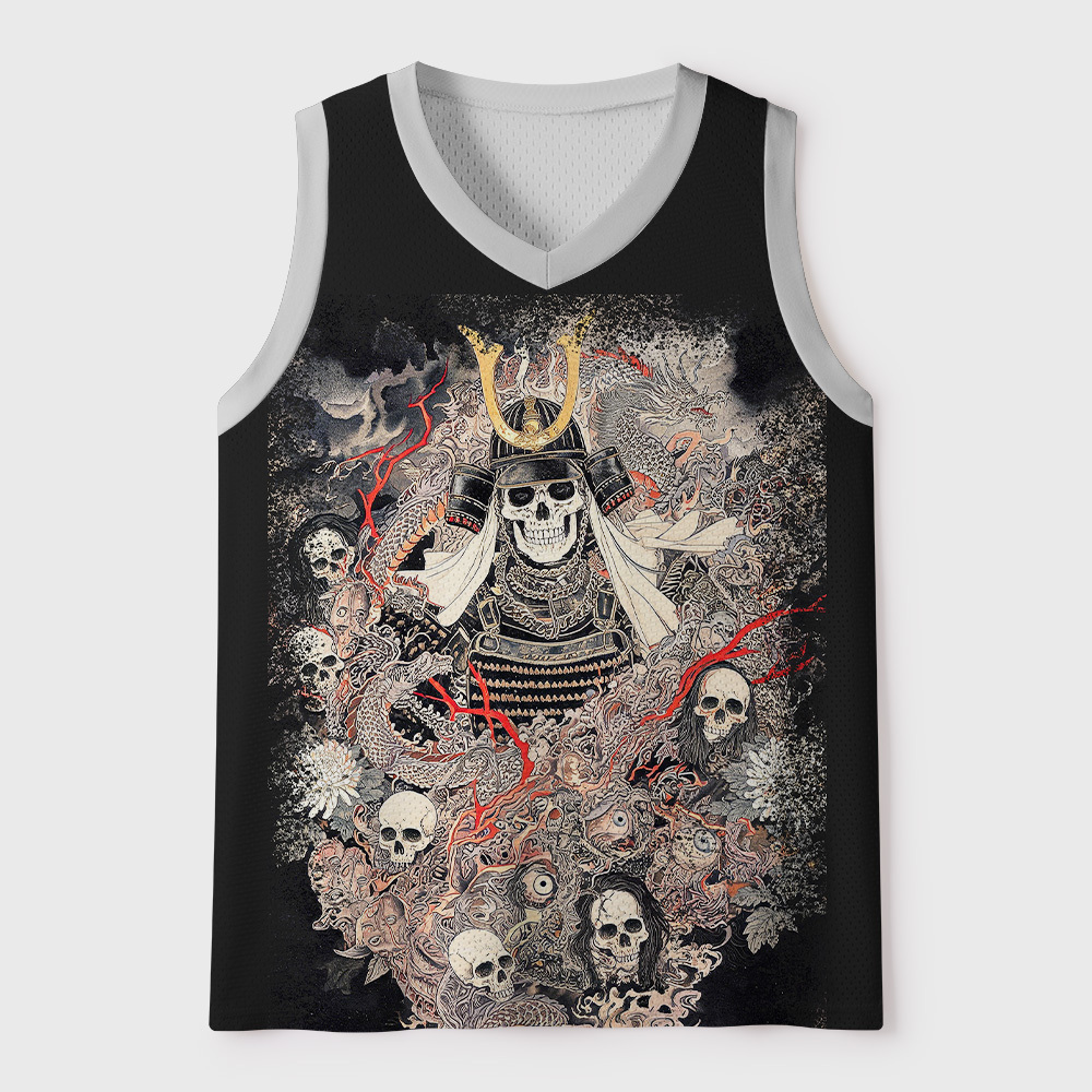 Tokyo-Tiger Ukiyo-e Oni Skeleton Mesh Tank Top