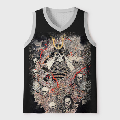Tokyo-Tiger Ukiyo-e Oni Skeleton Mesh Tank Top