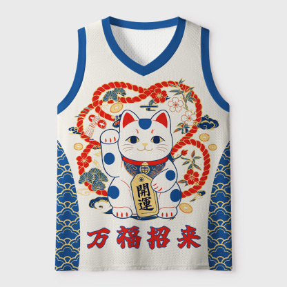 Tokyo-Tiger Sakura Wave Fortune cat Mesh Tank Top
