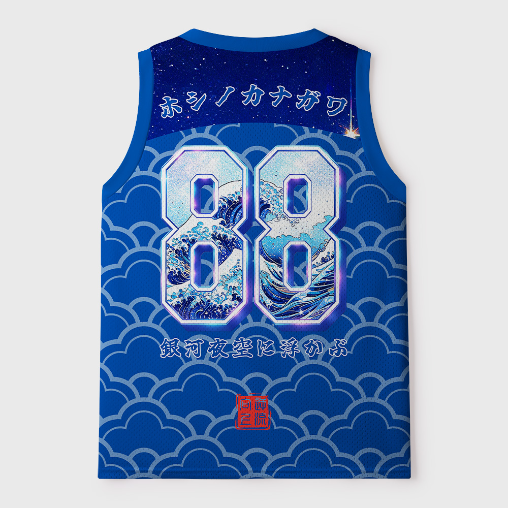 Tokyo-Tiger Starry Night - Kanagawa Waves Mesh Tank Top