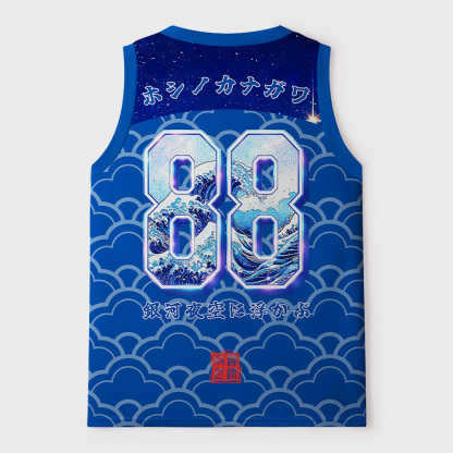 Tokyo-Tiger Starry Night - Kanagawa Waves Mesh Tank Top