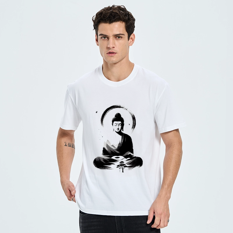 Tokyo-Tiger Serene Mountain Buddha Zen Art Classic T-Shirt
