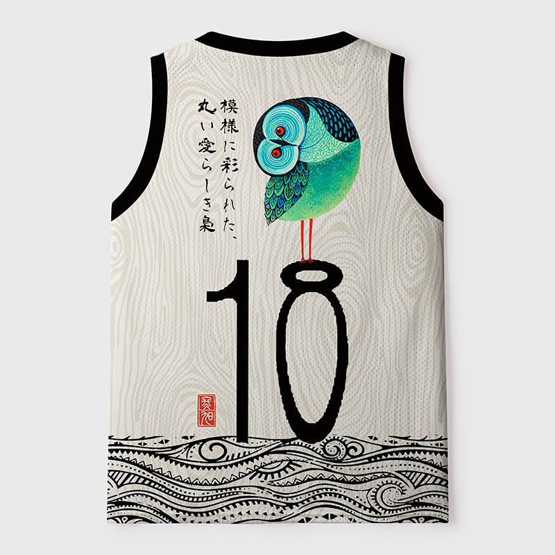Tokyo-Tiger Vibrant Circular Owl Mesh Tank Top