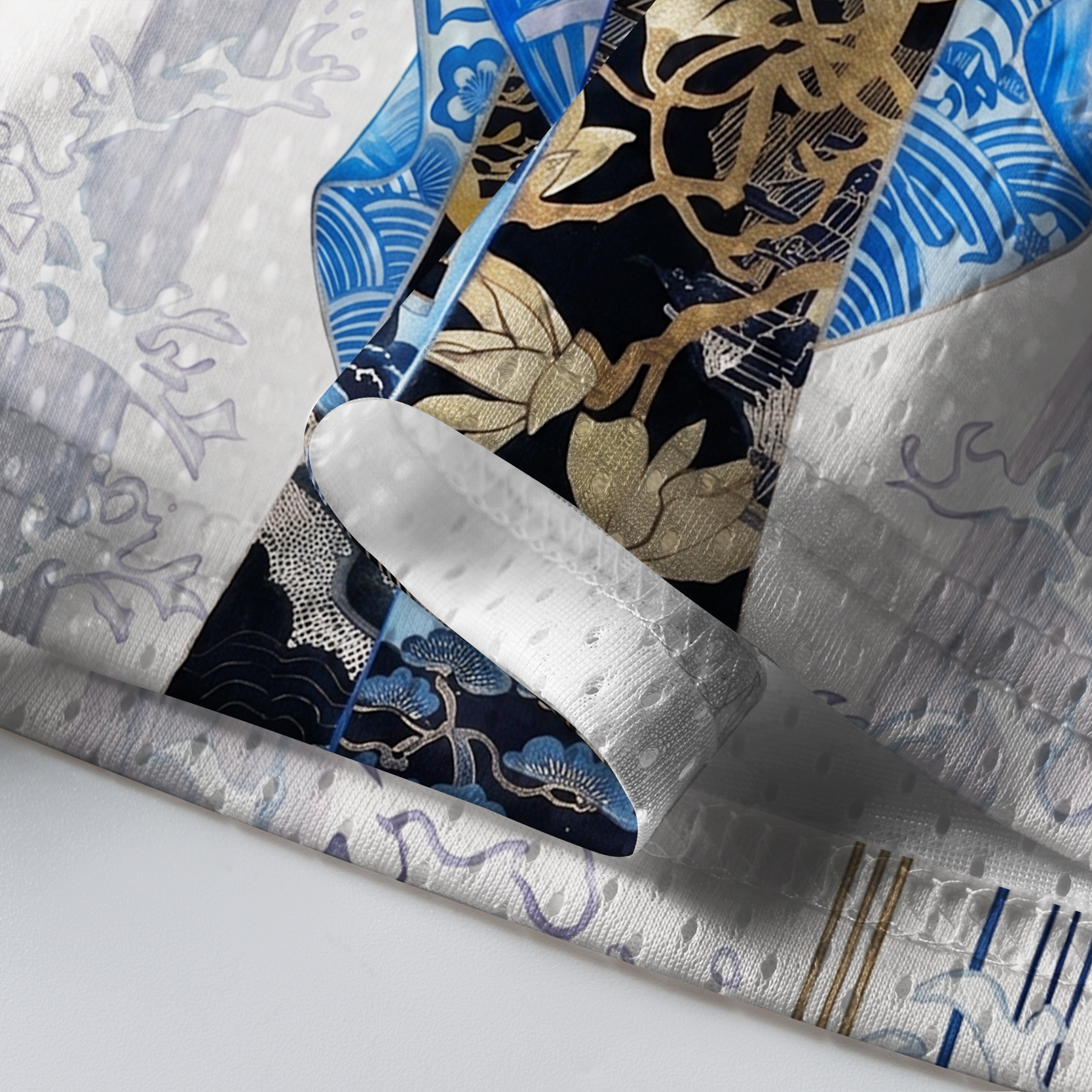 Tokyo-Tiger Tranquil Melody Biwa Geisha Ukiyo-e Mesh Jersey