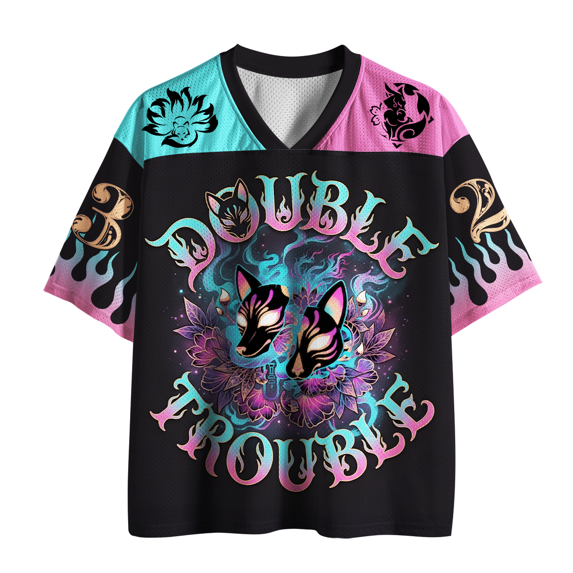 Tokyo-Tiger Double Trouble Twin Kitsune Mask Mesh Jersey