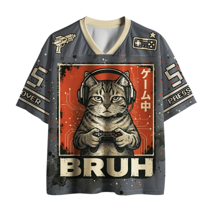 Tokyo-Tiger Retro Pixel Continue Gaming Cat Mesh Jersey