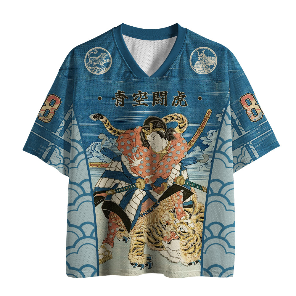 Tokyo-Tiger Blue Sky Japanese Samurai Tiger Mesh Jersey