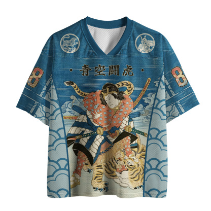 Tokyo-Tiger Blue Sky Japanese Samurai Tiger Mesh Jersey