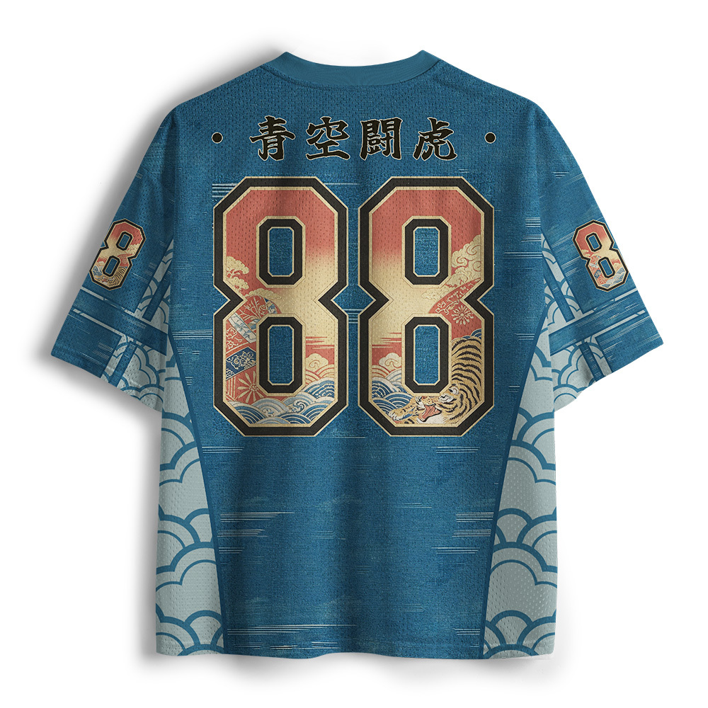 Tokyo-Tiger Blue Sky Japanese Samurai Tiger Mesh Jersey