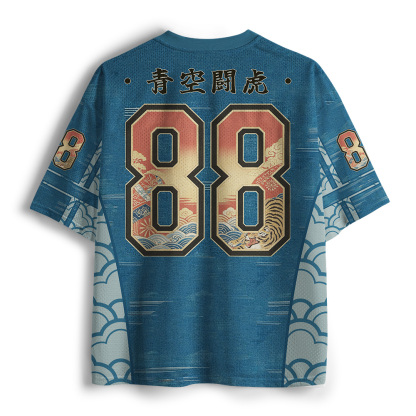 Tokyo-Tiger Blue Sky Japanese Samurai Tiger Mesh Jersey