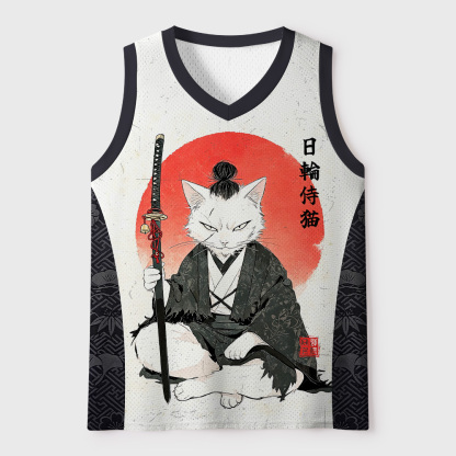 Tokyo-Tiger Japanese Sun Samurai Cat Mesh Tank Top