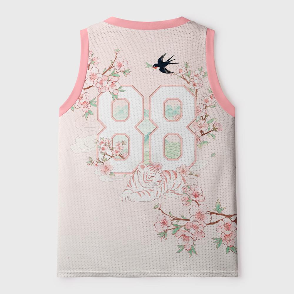 Tokyo-Tiger Sakura White Tiger Mesh Tank Top