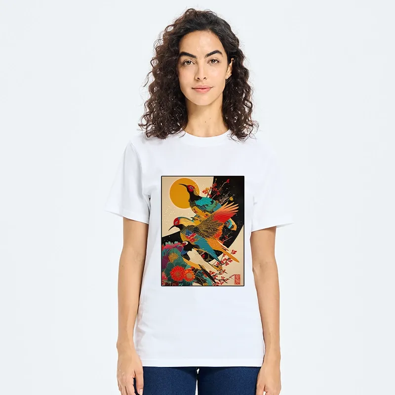 Tokyo-Tiger Sunrise Pheasants Blossom Oriental Art Design Classic T-Shirt
