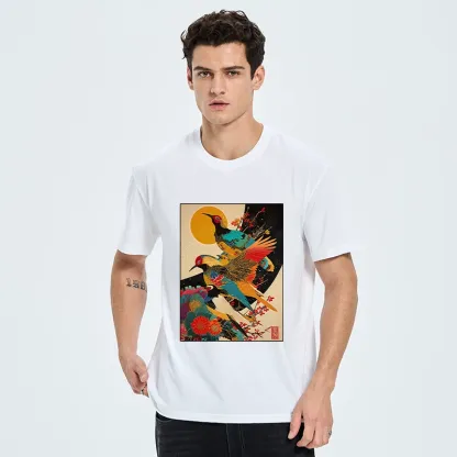Tokyo-Tiger Sunrise Pheasants Blossom Oriental Art Design Classic T-Shirt