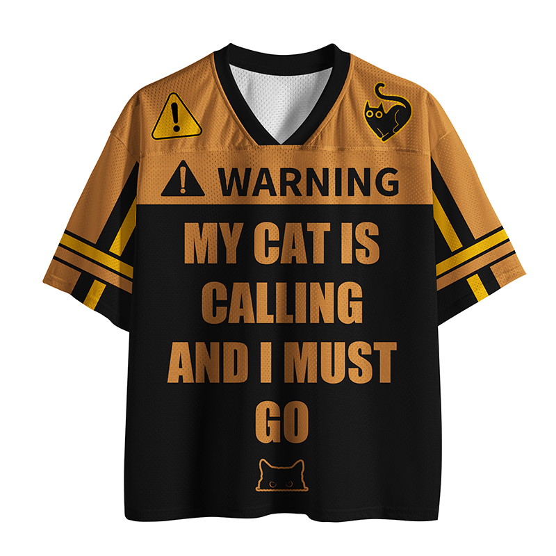 Tokyo-Tiger My Cat Is Calling And I Must Go Funny Mesh Jersey