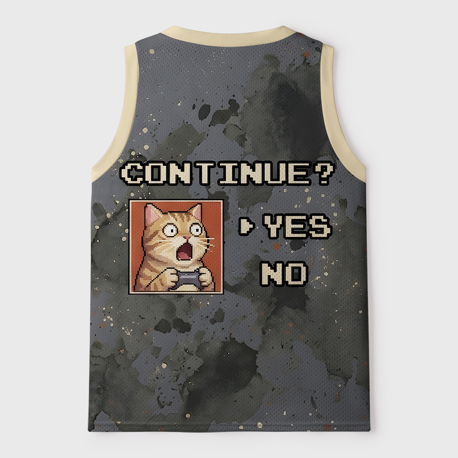 Tokyo-Tiger Retro Pixel Continue Gaming Cat Mesh Tank Top