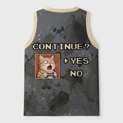 Tokyo-Tiger Retro Pixel Continue Gaming Cat Mesh Tank Top