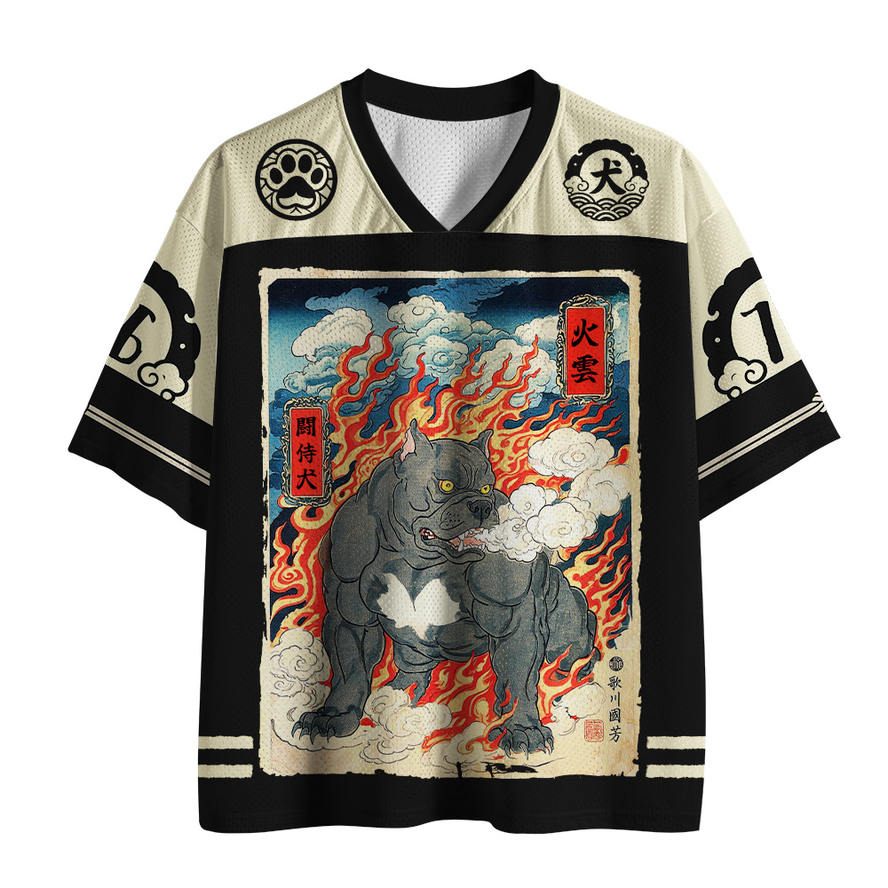 Tokyo-Tiger Fire Cloud Bull Terrier Mesh Jersey