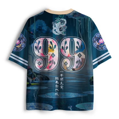 Tokyo-Tiger Lotus Koi Zen Oriental  Mesh Jersey