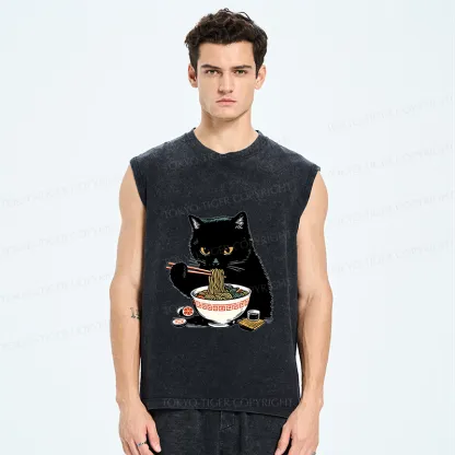 Tokyo-Tiger Cat Eating Favorite Ramen Washed Tank