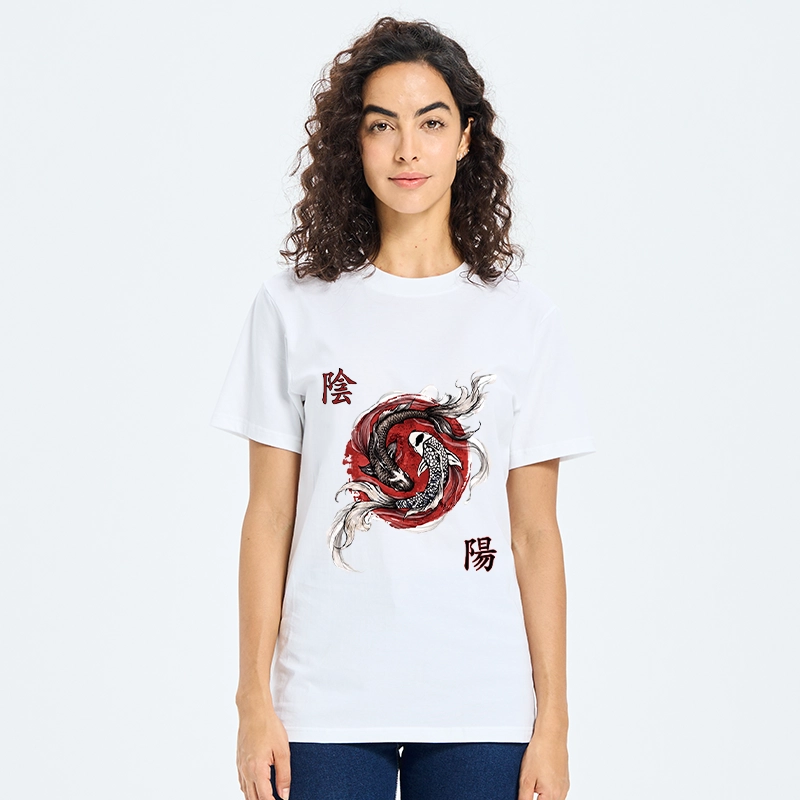 Tokyo-Tiger Red Ink Twin Koi Fish Harmony Classic T-Shirt
