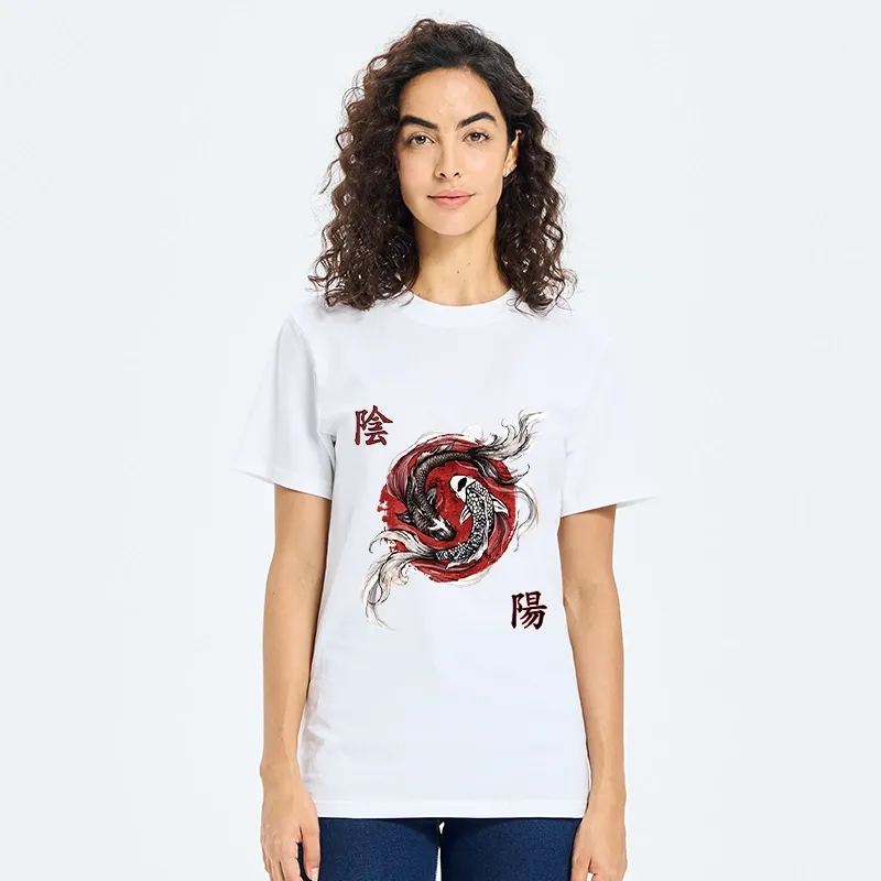 Tokyo-Tiger Red Ink Twin Koi Fish Harmony Classic T-Shirt