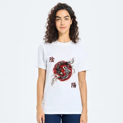 Tokyo-Tiger Red Ink Twin Koi Fish Harmony Classic T-Shirt