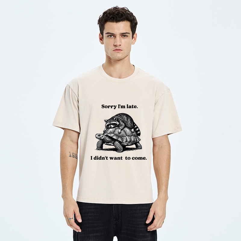 Tokyo-Tiger Lazy Animal Life Funny Graphic Washed T-Shirt