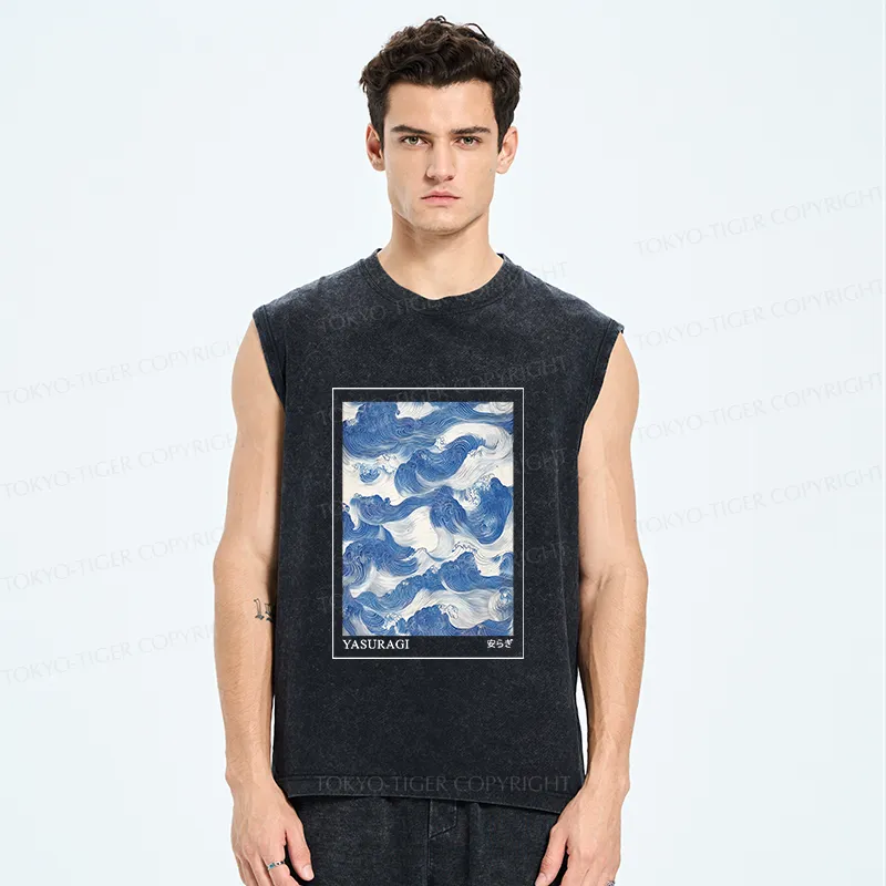 Tokyo-Tiger Japanese Retro Art Wave Washed Tank