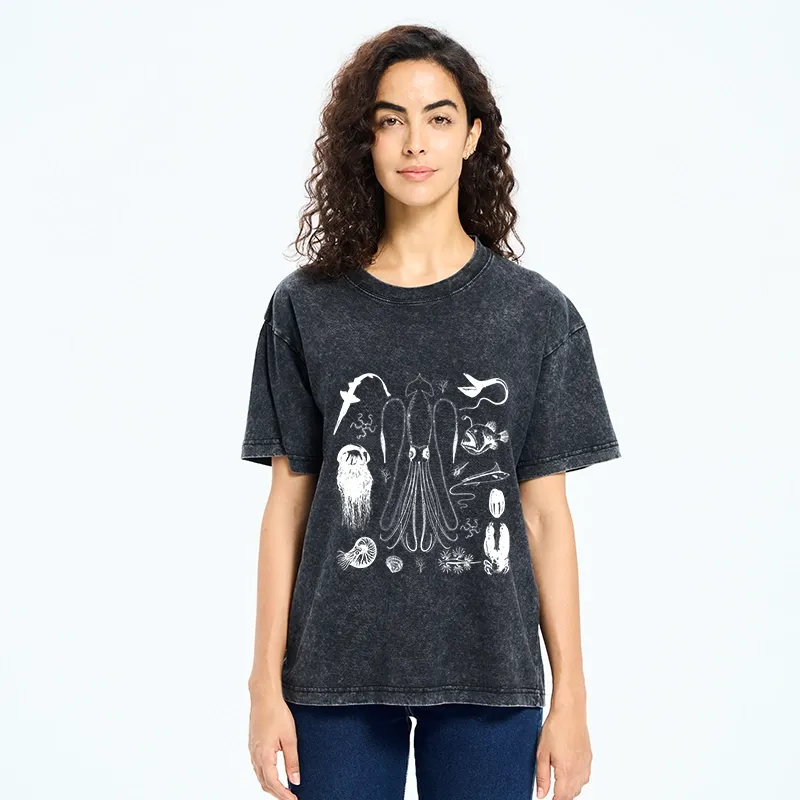 Tokyo-Tiger Vintage Deep Sea Creature Meme Washed T-Shirt