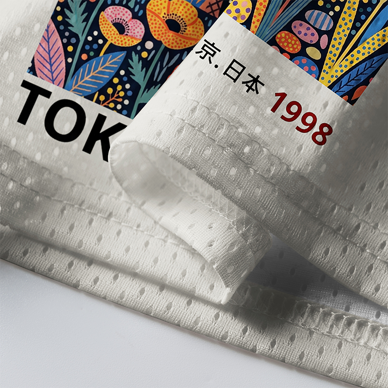 Tokyo-Tiger Black Cats In Floral Forest Mesh Jersey