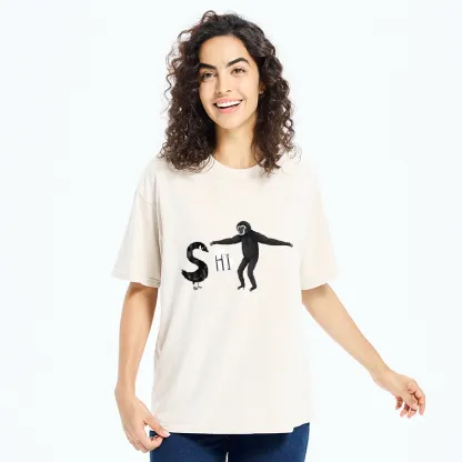 Tokyo-Tiger Cute Forest Animal Simple Graphic Print Washed T-Shirt