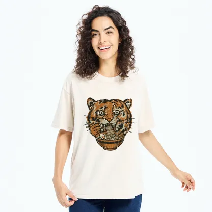 Tokyo-Tiger Vintage Tiger Ramen Funny Meme Washed T-Shirt