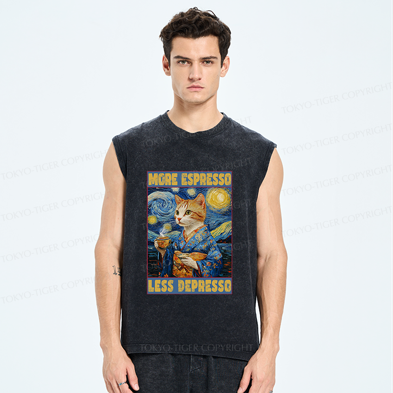 Tokyo-Tiger Funny More Espresso Less Depresso Washed Tank