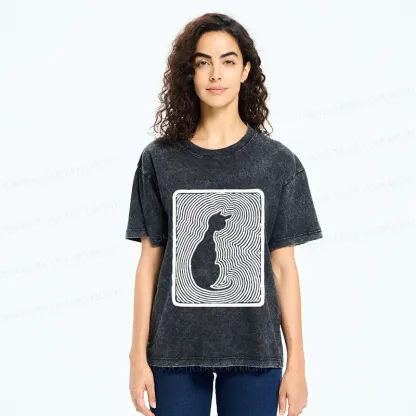 Tokyo-Tiger Woodcut Kitten Washed T-Shirt