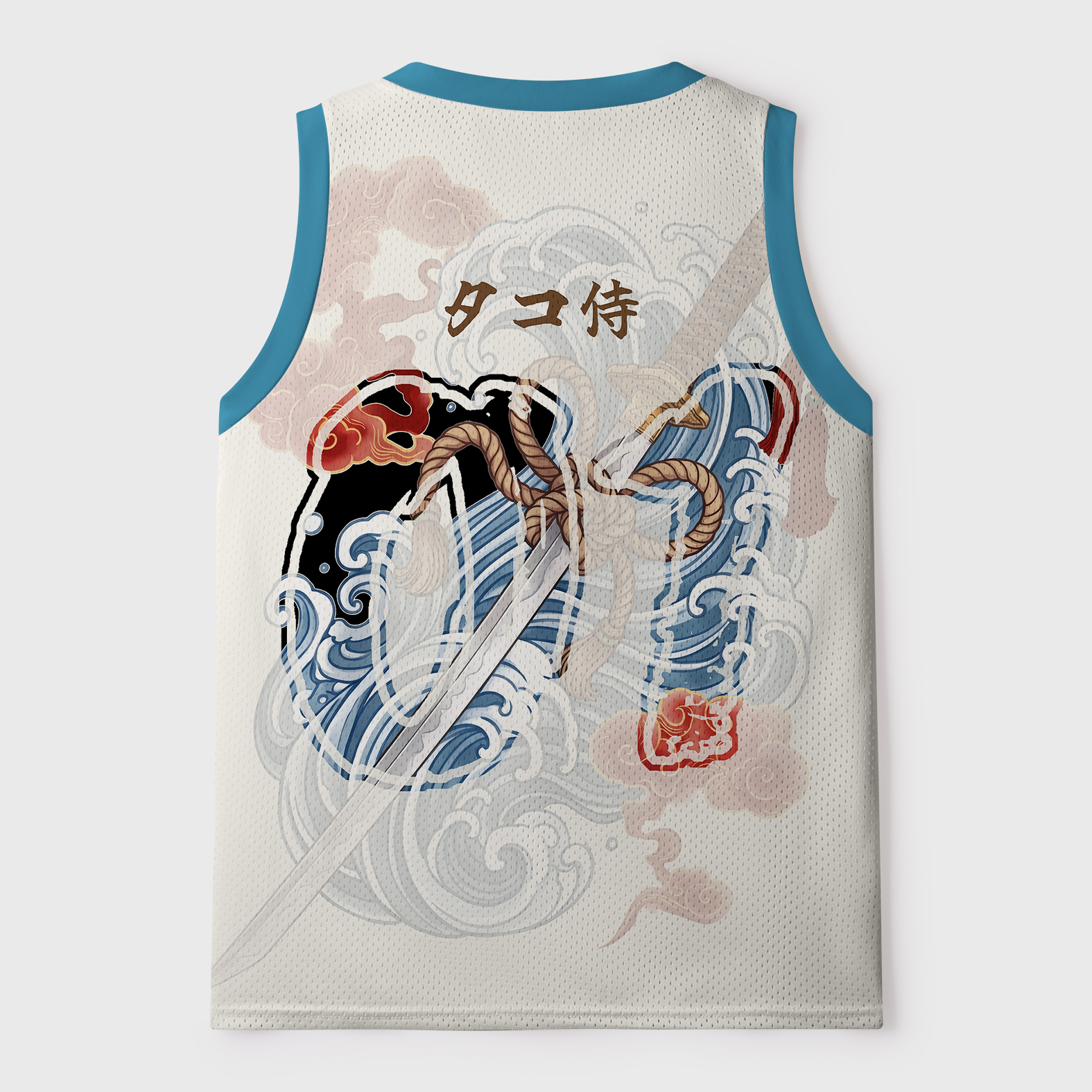 Tokyo-Tiger Ukiyo-E Octopus Samurai Mesh Tank Top