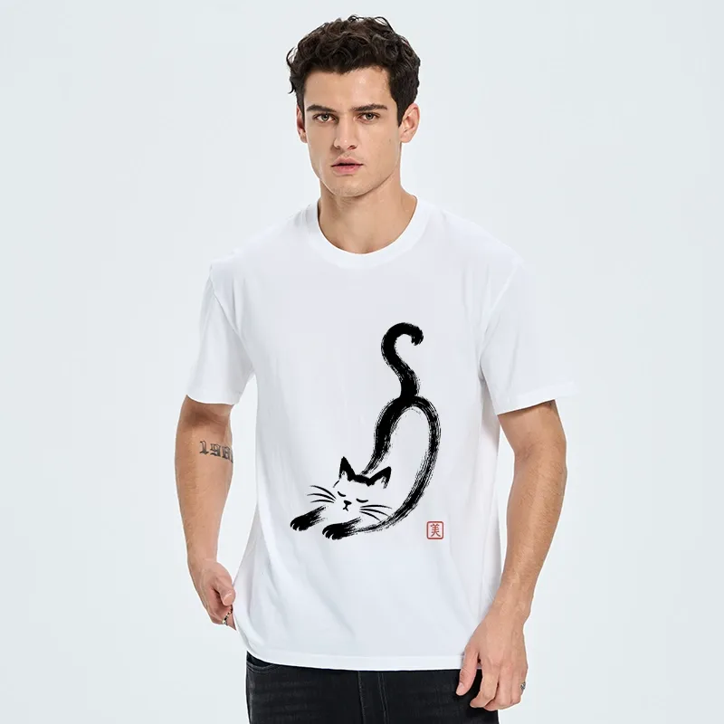 Tokyo-Tiger Soft Ink Stretch Cat Oriental Brush Art Classic T-Shirt