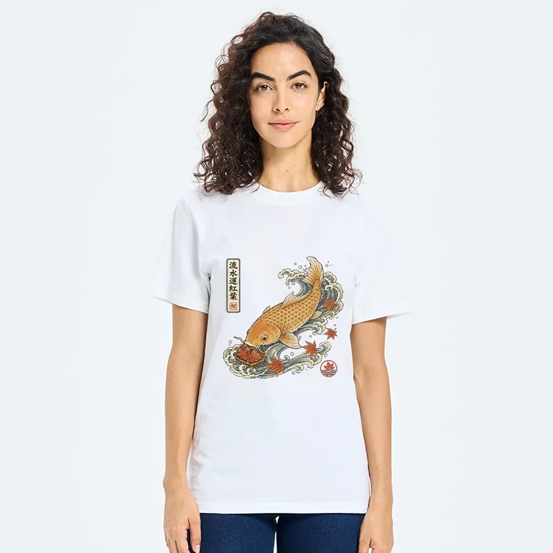 Tokyo-Tiger Golden Koi Carp Maple Leaf Wave Art Classic T-Shirt