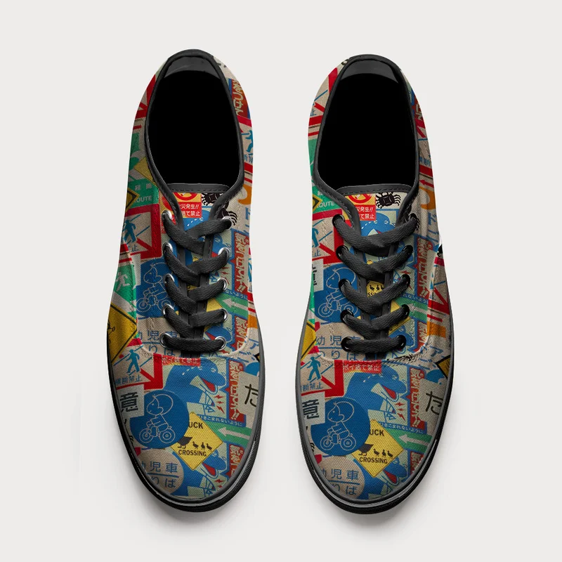 Tokyo-Tiger Playful Urban Sign Canvas Shoes