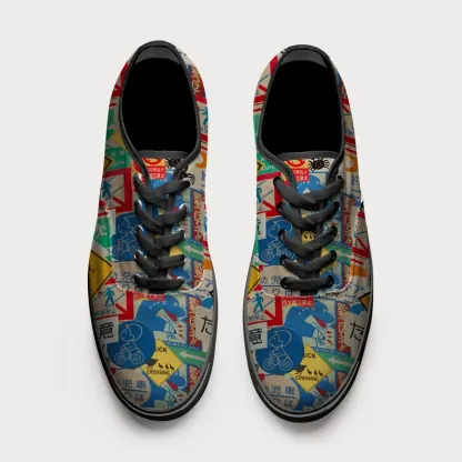 Tokyo-Tiger Playful Urban Sign Canvas Shoes