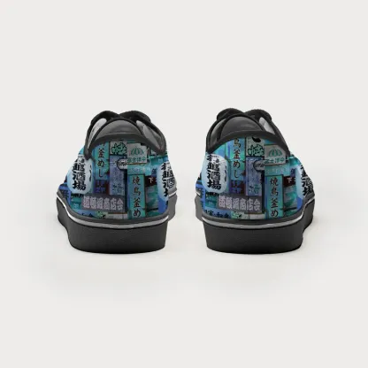 Tokyo-Tiger Tokyo Street Signs Blue Canvas Shoes